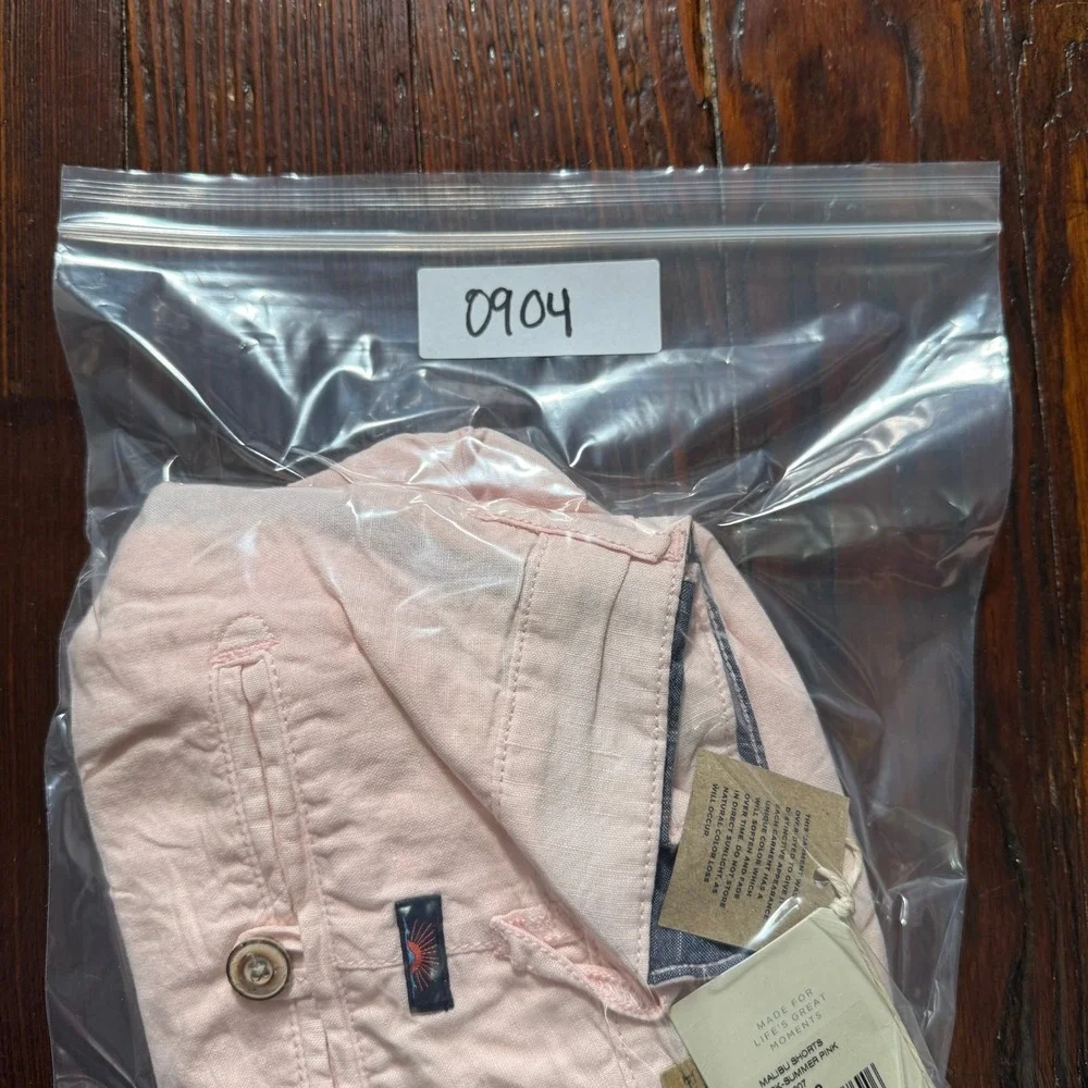 NWT Faherty Shorts Mens 30 Pink Summer Malibu Linen Blend 9